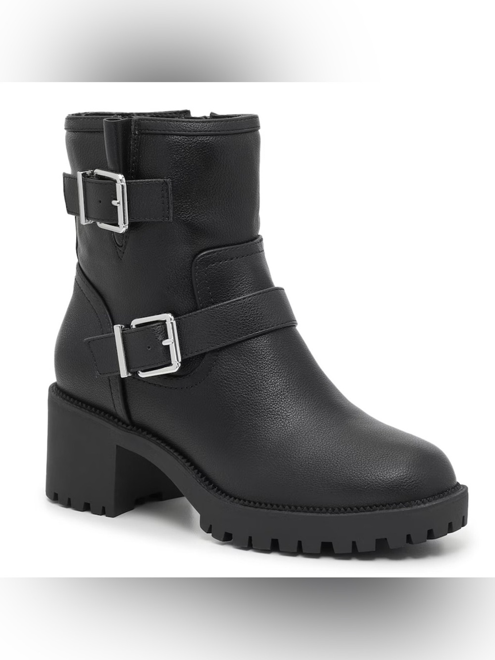 Mix No. 6 Black Combat Boots with Chunky Heel